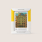 Packaging of the Barcelona Story Deck with the Casa Batlló illustrated card in a yellow and white frame